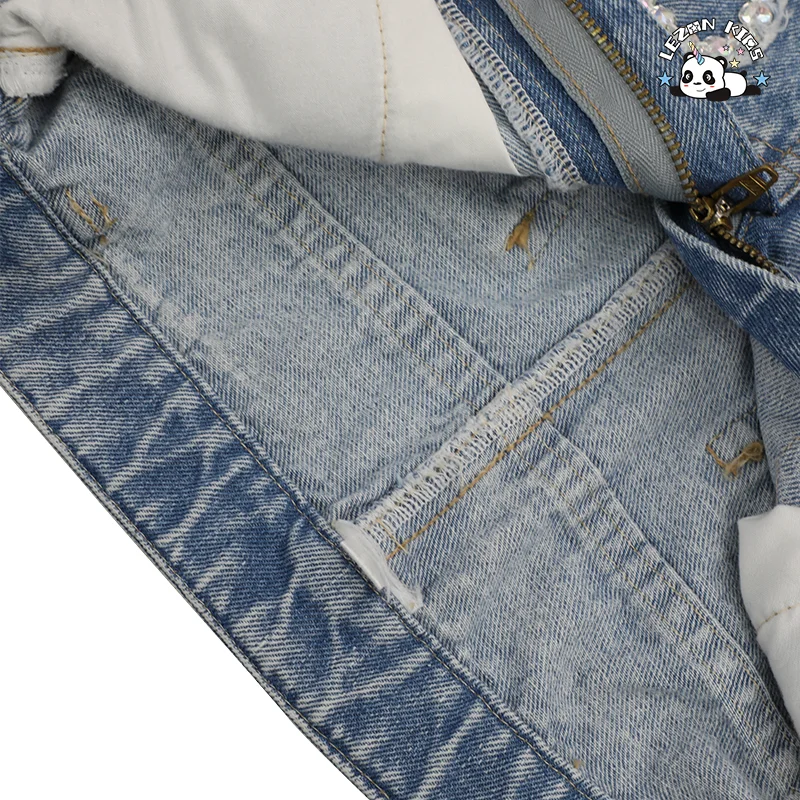 LEZONKIDS - Women's Cotton Denim Shorts Acid Wash Appliqued Distressed Design Raw Hem Y2K Vintage Style Baggy Fit Summer Casual Wear